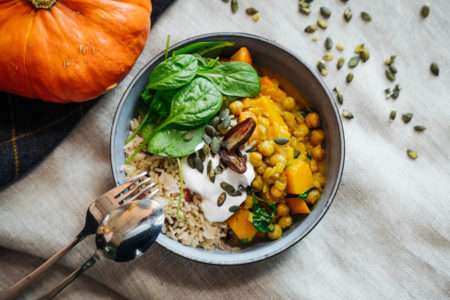 golden soul kürbis kichererbsen curry vegan bowl